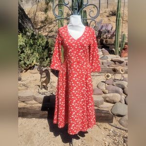 Pact Red Floral Prarie Dress